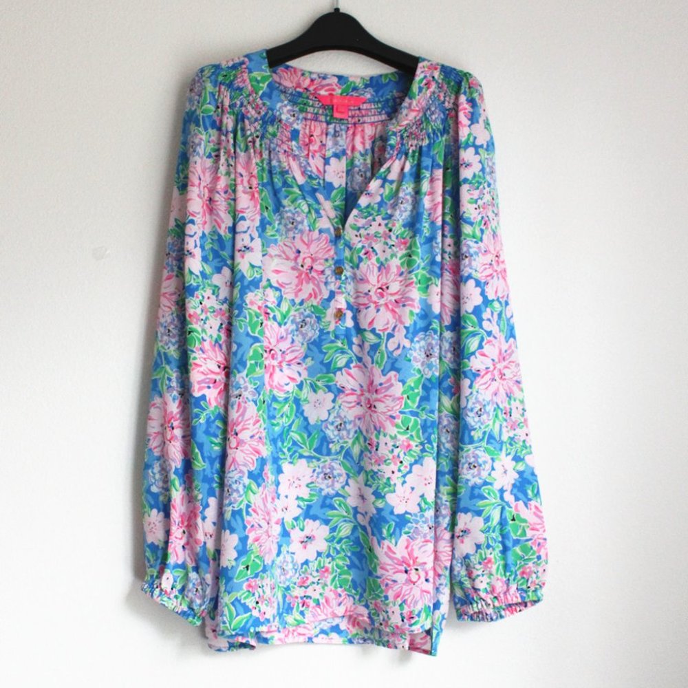 Lilly Pulitzer Elsa Silk Top, Multi Spring In Your Step - Picture 2 of 9